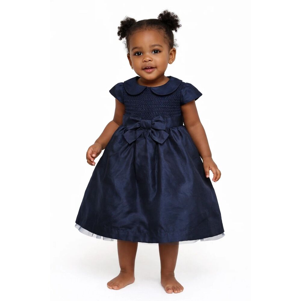 Gymboree Navy Fit Flare Summer Dress w/Tulle Underlay Baby Girls 18-24 mos.